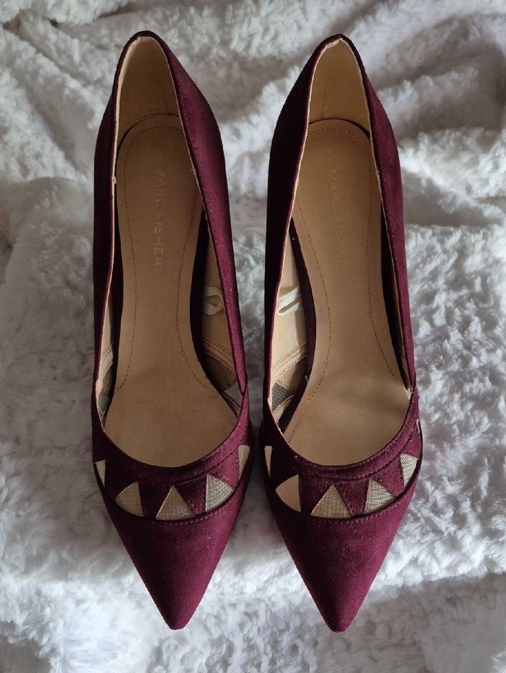 Marc Fisher Wine Pointed-Toe Pumps with Geometric Cutouts - Picture 2 of 4